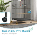 Grey Bird Cage with Rolling Stand for Small Birds