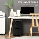 Black 3-Drawer Rolling Storage Cabinet for Home Office