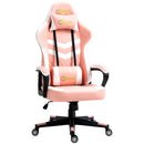 Pink Gaming Chair with Lumbar Support and Swivel Wheels