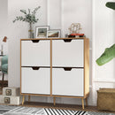 4-Drawer Natural Shoe Storage Cabinet for 16 Pairs