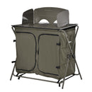 Foldable Camping Kitchen Storage Unit with Windshield & 6 Shelves - Blue