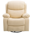Beige PU Leather Massage Recliner with Swivel Base and Footrest