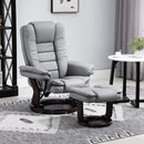 Grey Manual Recliner Chair with Footrest and Swivel Base