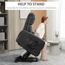 Charcoal Grey Elderly Recliner Chair with Remote Control and Side Pockets