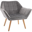 Grey Padded Armchair with Wooden Legs - Stylish Home Seating