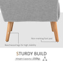 Grey Linen Armchair with Wooden Frame