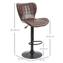 Brown Swivel Bar Stools Set of 2 - Adjustable Height, PU Leather, Backrest & Footrest