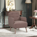 Brown Upholstered Armchair with Birch Wood Legs