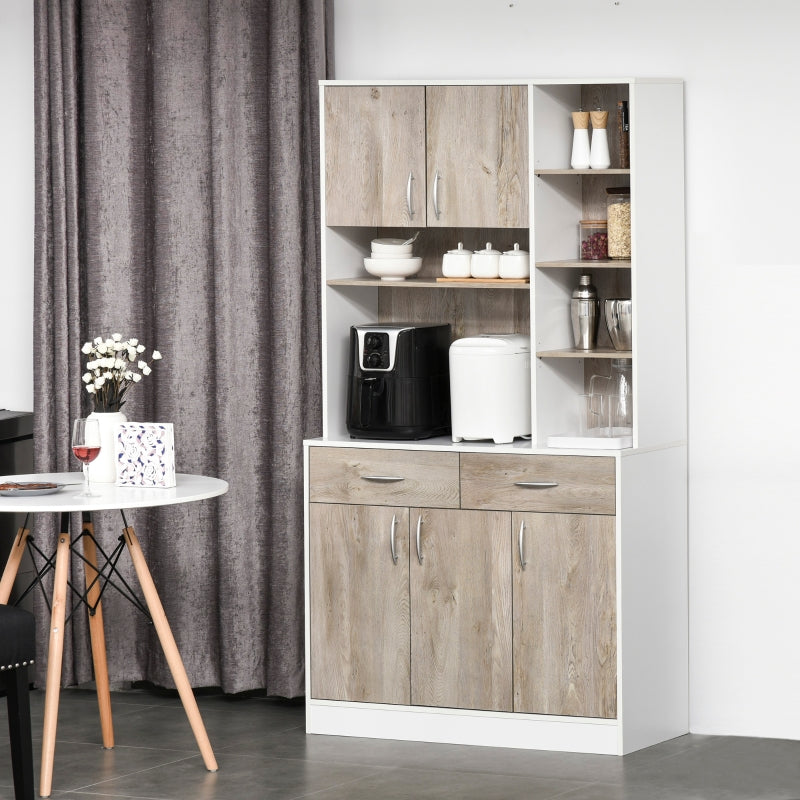 Modern White Kitchen Storage Cabinet with Adjustable Shelves and Drawers