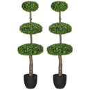 Set of 2 Green Boxwood Ball Topiary Trees 110cm - Decorative Faux Plants in Pot