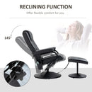 Black Swivel Massage Recliner Chair with Footstool