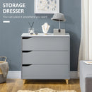 Grey 3-Drawer Storage Cabinet with Pine Wood Legs, 75x42x75cm