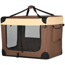 Foldable Pet Carrier with Cushion for Medium Pets - Brown