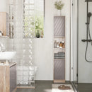 Grey and Brown Freestanding Bathroom Storage Cabinet with 2 Cupboards and 2 Compartments