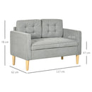 Light Grey 2 Seater Tufted Sofa with Hidden Storage