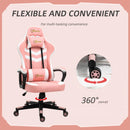 Pink Gaming Chair with Lumbar Support and Swivel Wheels