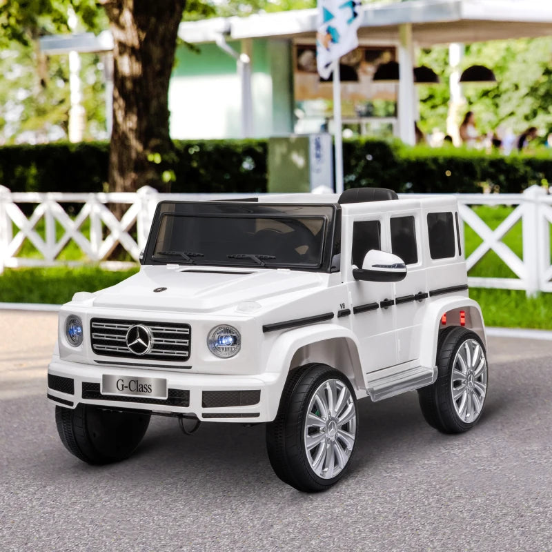 White 12V Kids Electric Ride-On Car with Remote Control and Music