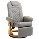 Grey PU Recliner Chair with Footrest and Headrest