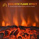 Black Electric Fireplace Stove with Fan and Log Flame Effect 2000W/1000W Heater