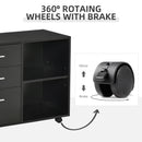 Black Freestanding Printer Stand with 3 Drawers and 2 Shelves - Modern Style