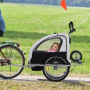 2-Seater Bike Trailer Baby Child Carrier Steel Frame Black White