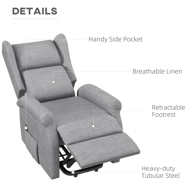 Grey Electric Power Lift Recliner Chair for Elderly with Remote Control