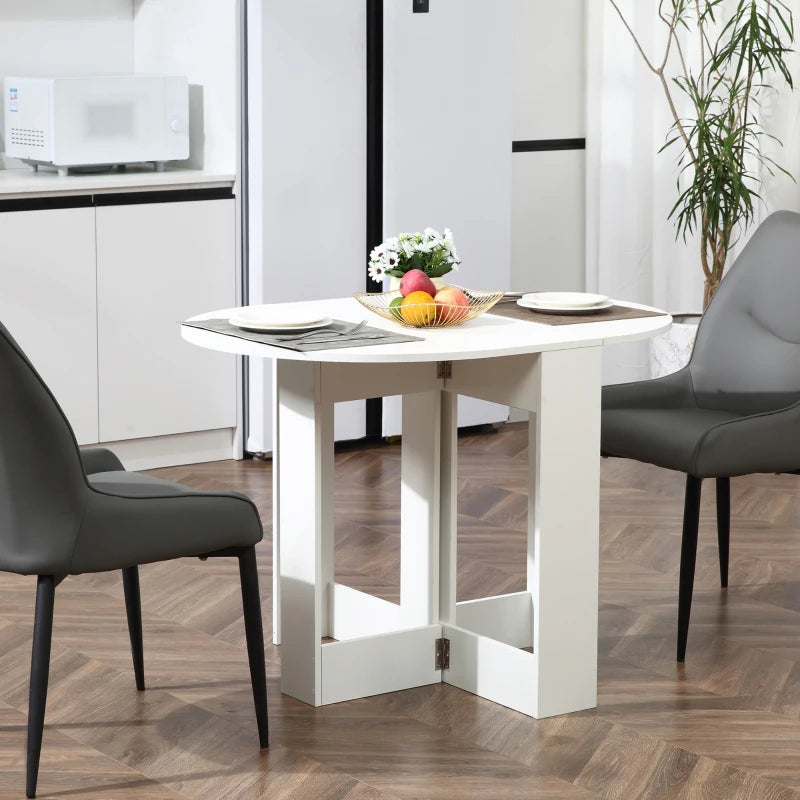 White Folding Drop Leaf Dining Table for Small Spaces