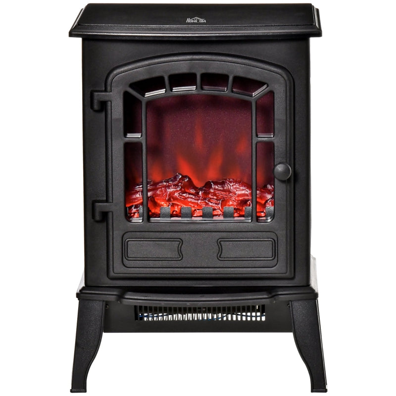 Black Electric Fireplace Stove with Realistic Flame Effect