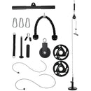 Black Cable Pulley System with 2 x 5kg Olympic Weight Plates for Home Gym