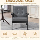 Grey Retro-Style Faux Leather Accent Chair