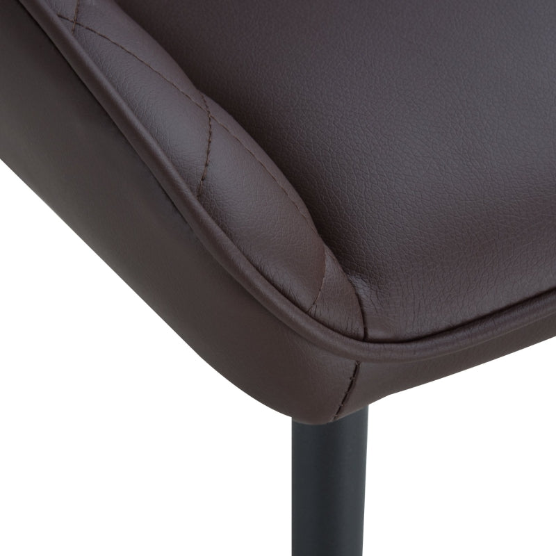 Brown Rhombus Tufted Dining Chairs Set of 2 - Modern Leather Style