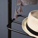 Dark Walnut Bamboo Coat Stand with Shelves and Fabric Storage Box