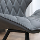 Grey PU Leather Dining Chairs with Metal Legs - Set of 2