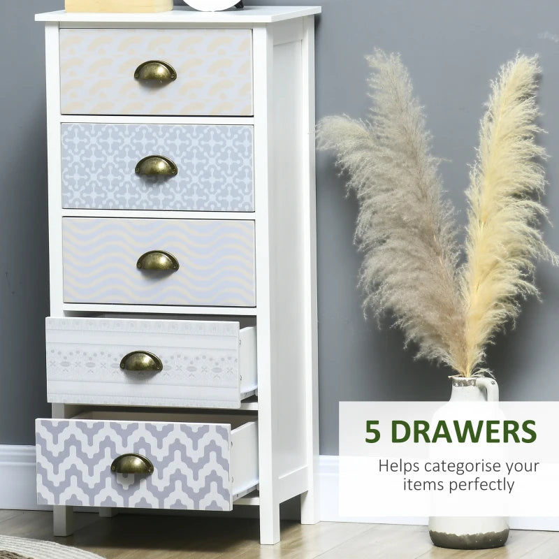 Purple 5-Drawer Slim Storage Cabinet Organizer