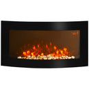 Curved Glass Electric Fireplace with 7 Colour Side Lights, 1000/2000W, 89.2cm x 48cm