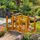 Brown Wooden Garden Bridge with Safety Railings for Pond Backyard Stream