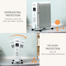 White 2500W Digital Oil Filled Radiator Heater with Timer & Remote