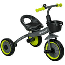 Black Kids Trike with Adjustable Seat, Basket & Bell - Ages 2-5