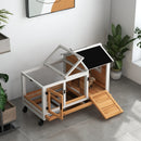 Yellow Wooden Small Pet Hutch with Removable Tray and Wheels