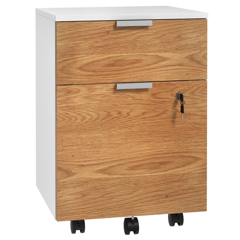 Wood Effect 2-Drawer Lockable Filing Cabinet - Espresso