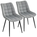 Velvet Upholstered Dining Chairs, Set of 2, Metal Legs, Grey