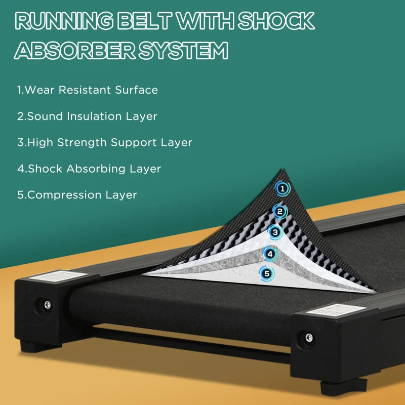 Black Foldable Motorised Treadmill with LCD Monitor - 600W