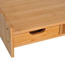 Bamboo Monitor Riser Stand with Drawer - Natural Wood Desk Organizer