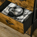 Rustic Brown 5-Drawer Fabric Dresser with Open Shelf