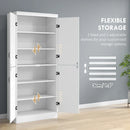White 4-Door Tall Kitchen Cupboard with 6-Tier Storage
