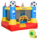Blue Kids Football Inflatable Bouncy Castle Trampoline with Blower - Outdoor Garden Fun (Ages 3-8)
