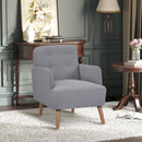 Light Grey Upholstered Armchair with Birch Wood Legs