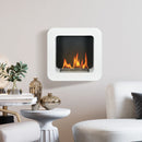 White Wall Mounted Bioethanol Fireplace - 1L Tank, 2.5 Hour Burn Time