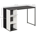 Grey 3-Tier Storage Computer Desk with Side Compartments, 115 x 55 x 75 cm