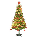 6ft Pre-lit Christmas Tree with Warm White LED Lights - Silver Tinsel, Balls, Star